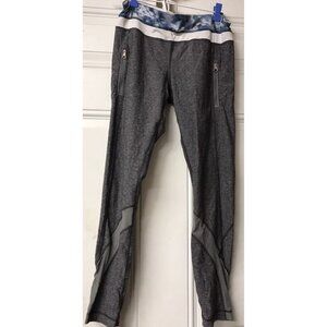 Lululemon Leggings Womens 8 Inspire Tight II Heathered Black / Sea Side Silver